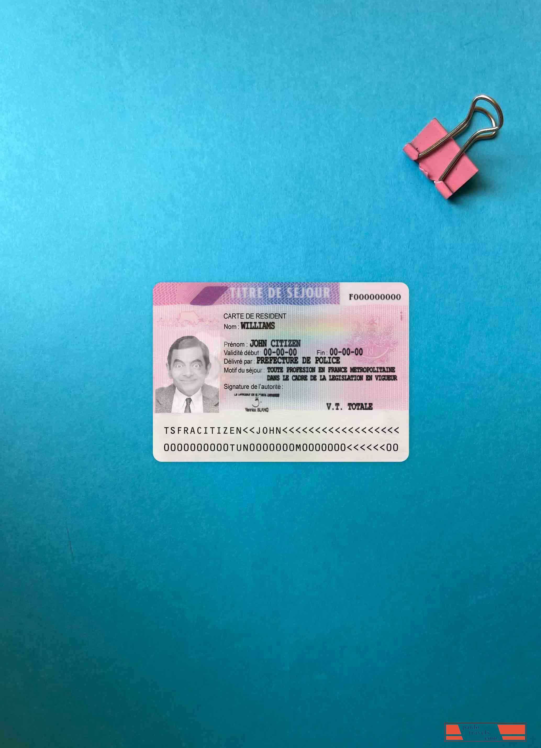 France residence permit version 3 photolook FRONT PSD template